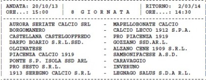Serie D, girone B Calendario completo calciocamuno.it